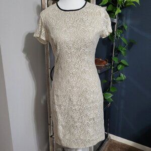 LAGENCE Romance Linen Blend Lace Overlay Fitted Figure Flattering